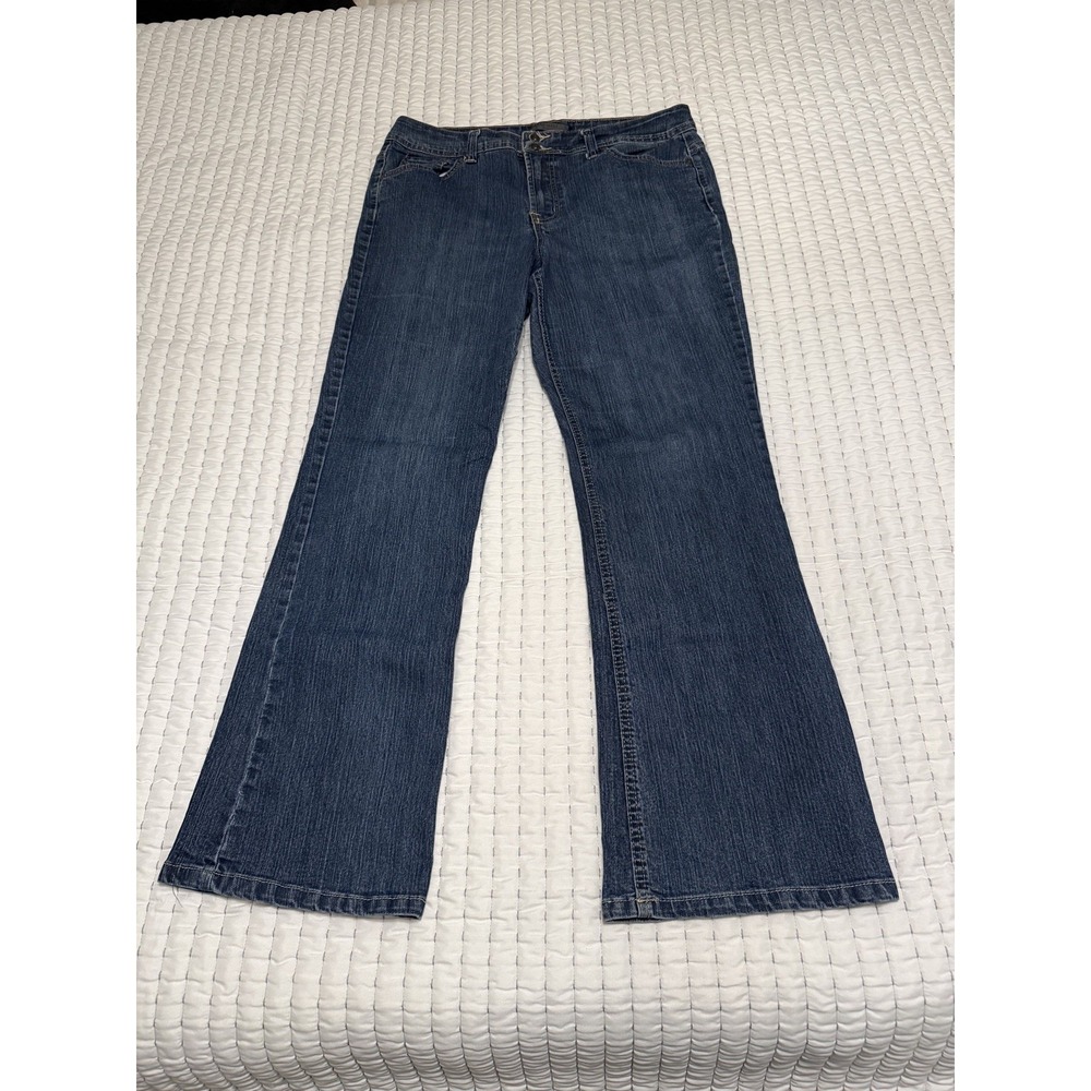 Nine West Women's Dark Wash Denim Jeans Size 14 Arielle Boot Cut Embroidered
